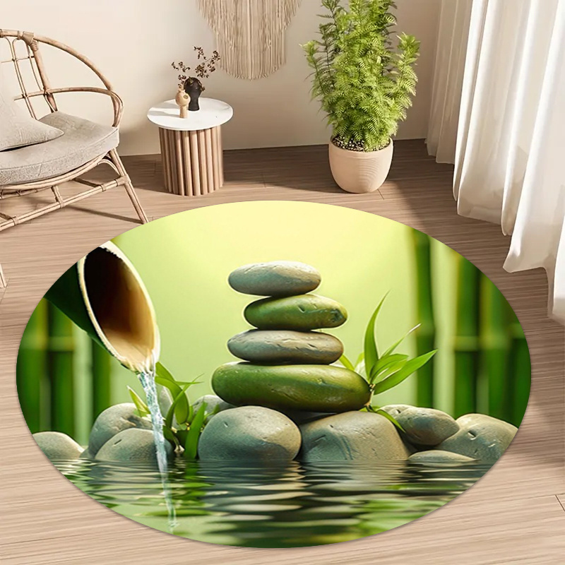 Spa Wellness Yoga - Zen Bamboe Steen Waterstroom Rond Tapijt