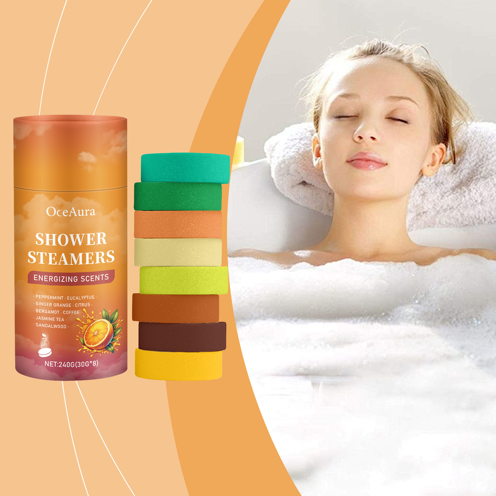 Shower Steamer Tablet - 8 stuks douchetabletten aromatherapie etherische olie