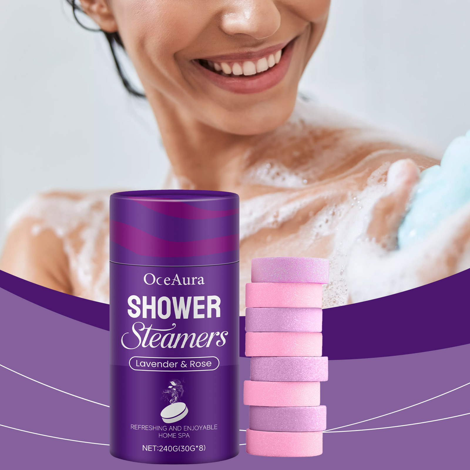 Shower Steamer Tablet - Rose Lavendel Aromatherapie Douchestomers Tabletten Home
